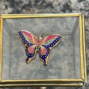 Colorful Vintage Cloisonné Butterfly Pendant 🌺